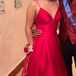 Beautiful Satin Red Full Length Prom Dress